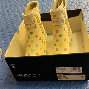 London Fog Pastel Polka Dot Rain Boots - Cream Multi
